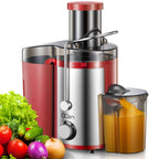 QCen Juicer Machine, 500W Centrifugal Juicer Extractor with Wide Mouth 3” Feed Chute for Fruit Vegetable, Easy to Clean, Stainless Steel, BPA-free (Aqua)