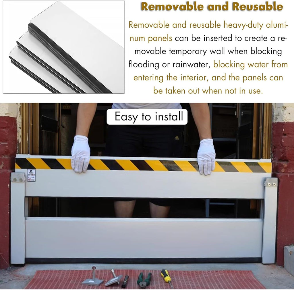 Heavy Duty Flood Prevention Barriers Shop House Patio Doors Flood Barriers - Reusable Detachable Flood Protection Aluminum Shield for Carport Garden Gates Parking Lots, Wide 350 330 320 300 290 270 26