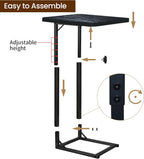 Premium Adjustable C Shaped End Table, Mini Side Tables for Couch and Sofa, Small Coffee Table with Metal Frame, Beautiful and Practical Sidekick for Your Living Room, Bedroom, Bedside, Rustic Black
