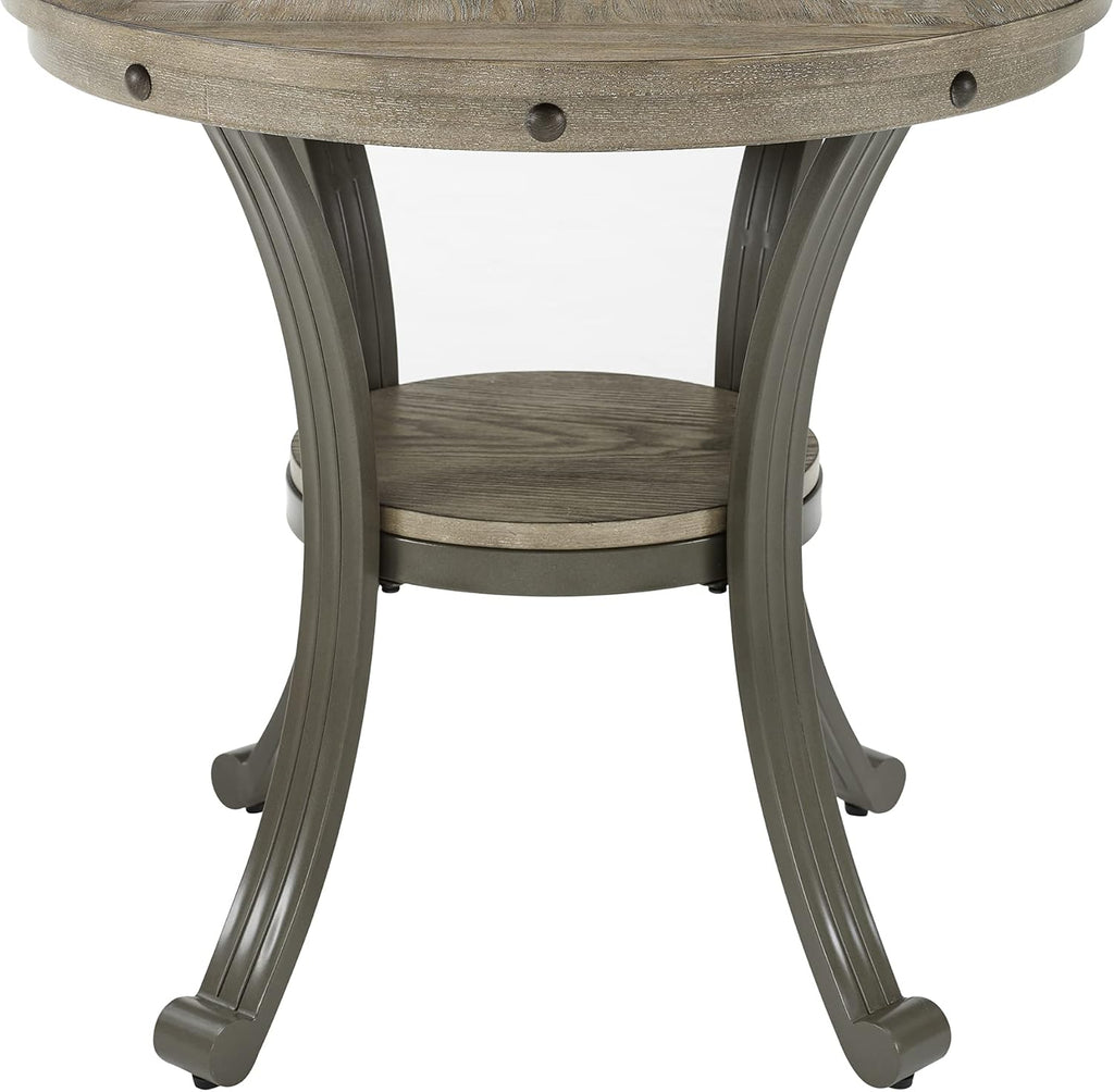 Powell Pewter Metal and Rustic Wood Side Table Franklin Dining