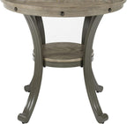 Powell Pewter Metal and Rustic Wood Side Table Franklin Dining