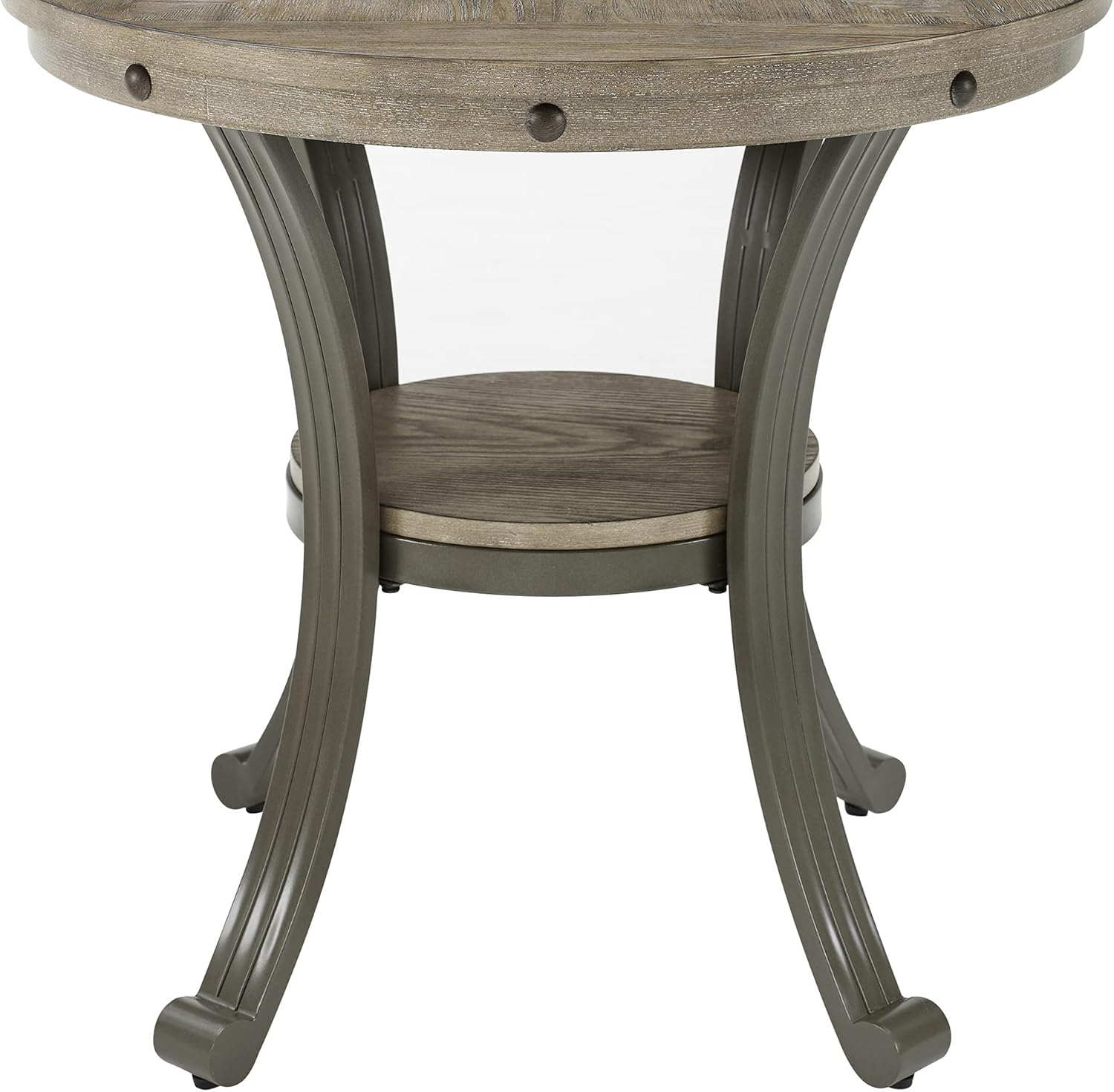 Powell Pewter Metal and Rustic Wood Side Table Franklin Dining