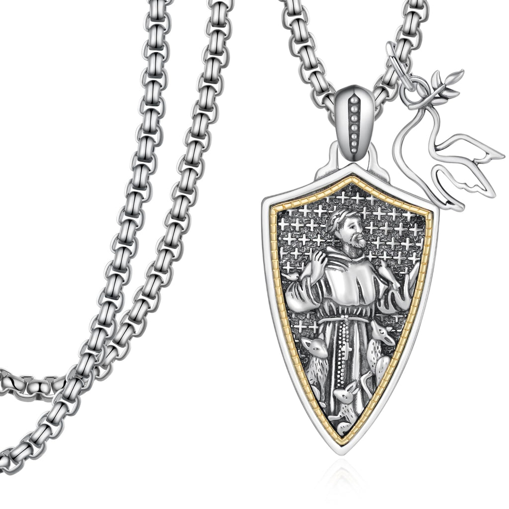 925 Sterling Silver St Michael/St Christopher Pendant Necklace for Men Women Religious Amulets Jewelry Gifts