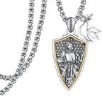 925 Sterling Silver St Michael/St Christopher Pendant Necklace for Men Women Religious Amulets Jewelry Gifts