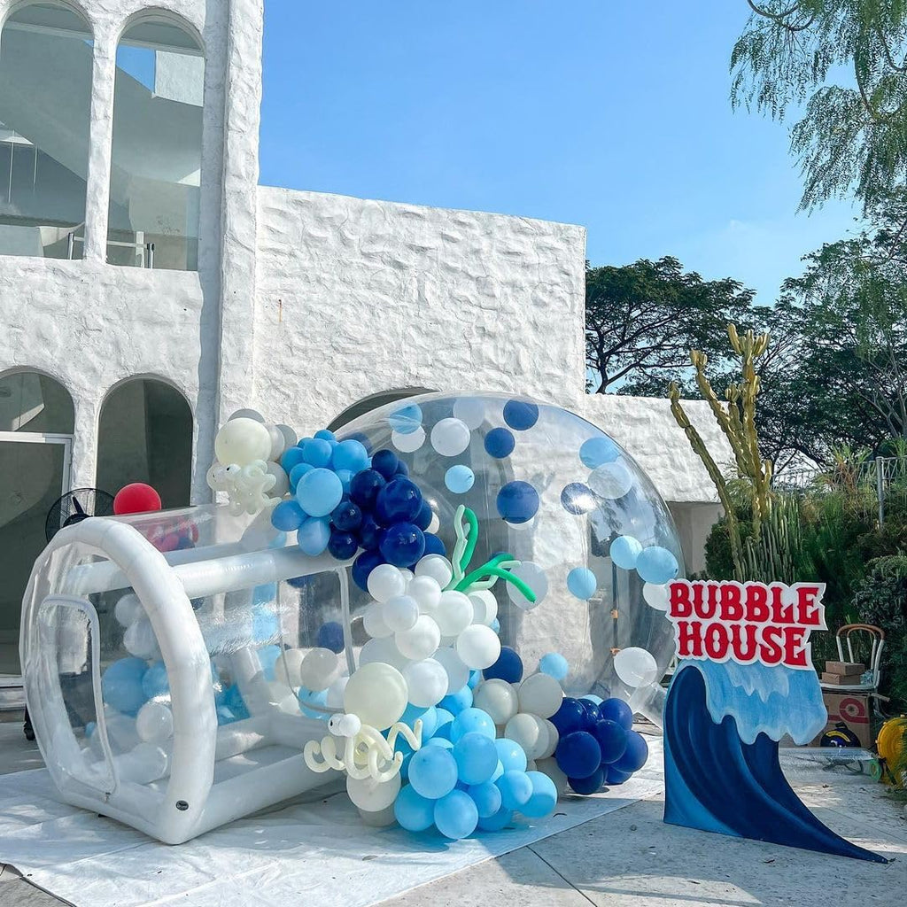 Aufblasbares Bubble-Haus für Kinder, 13 Fuß klarer aufblasbarer Ballon-Dom mit 6,5 Fuß langem Tunnel, Outdoor transparentes Bubble-Zelt aus PVC in Gewerbequalität mit 950W Gebläse & 600W Luftpumpe für Party, Garten