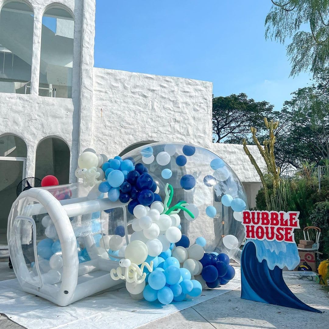 Aufblasbares Bubble-Haus für Kinder, 13 Fuß klarer aufblasbarer Ballon-Dom mit 6,5 Fuß langem Tunnel, Outdoor transparentes Bubble-Zelt aus PVC in Gewerbequalität mit 950W Gebläse & 600W Luftpumpe für Party, Garten