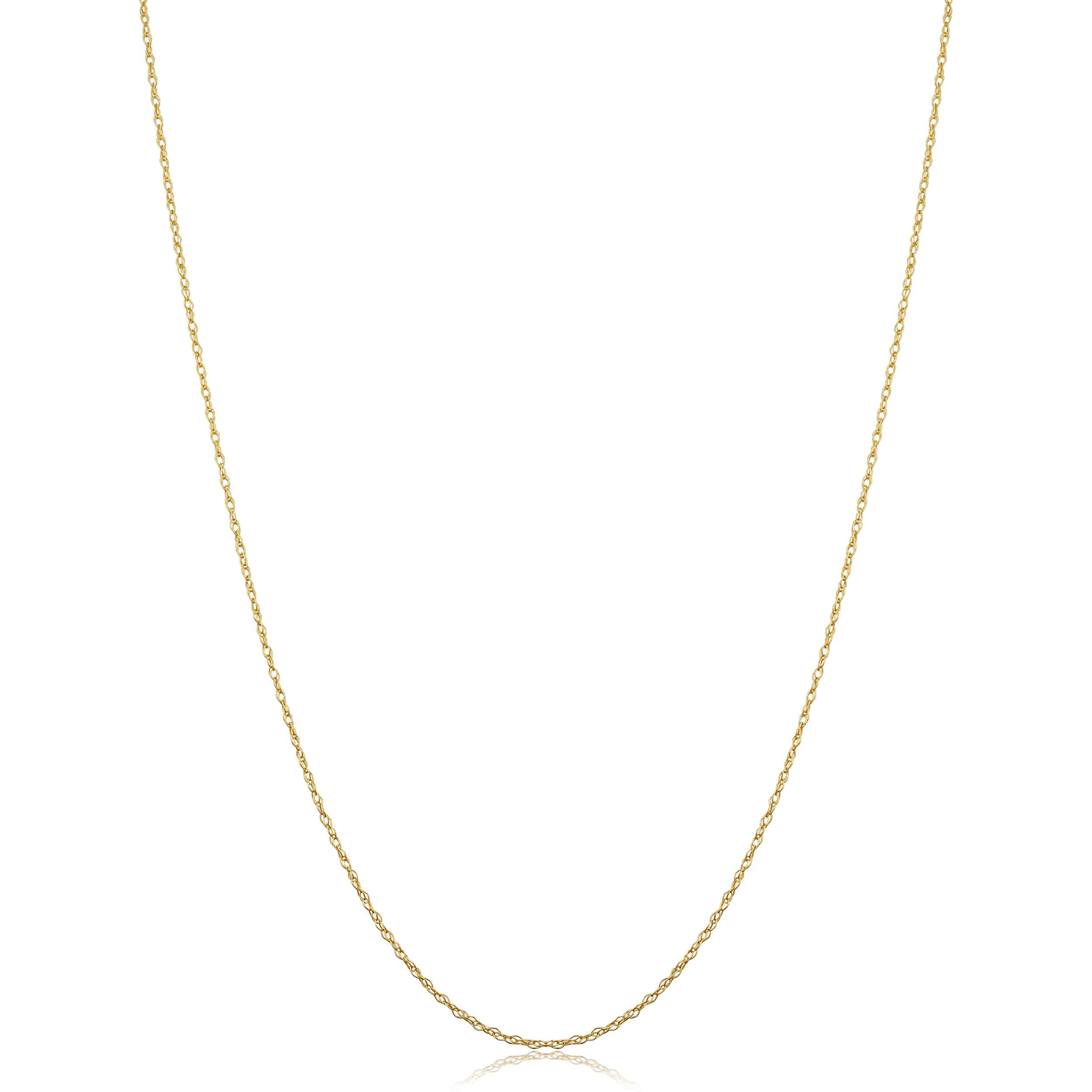 Kooljewelry 14k Yellow Gold Rope Chain Pendant Necklace (0.7 mm, 14 inch)