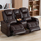 61" RV Loveseat Recliner Sofa, Home Theater Seating with 3 Arms and 2 Pillows, Wall Hugger Recliners & 138° Reclining Couch (Brown PU Leather Furniture)