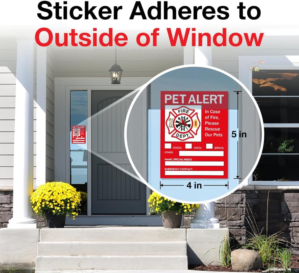 Pet Alert Safety Fire Rescue Sticker - Save Our Pets Emergency Inside Decal - House Home Window Door Sign