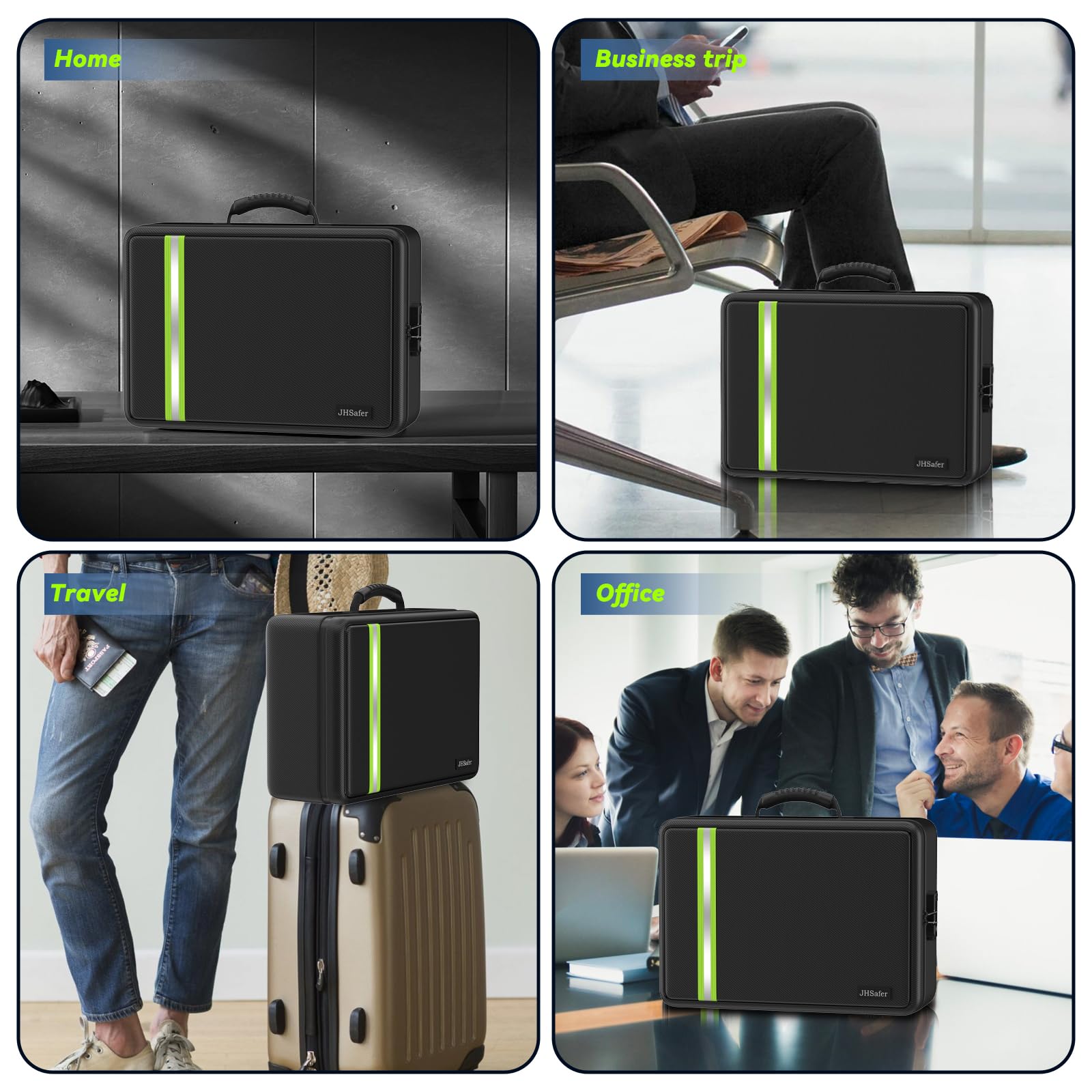 5200℉ Fireproof Document Bag, Plenty of Pockets, Legal Size/Letter/A4, Waterproof Zipper Document Box with Lock, 4-Layer Important Document Organizer, 17"x12"x5.3" Portable Home Travel Office Safe Box