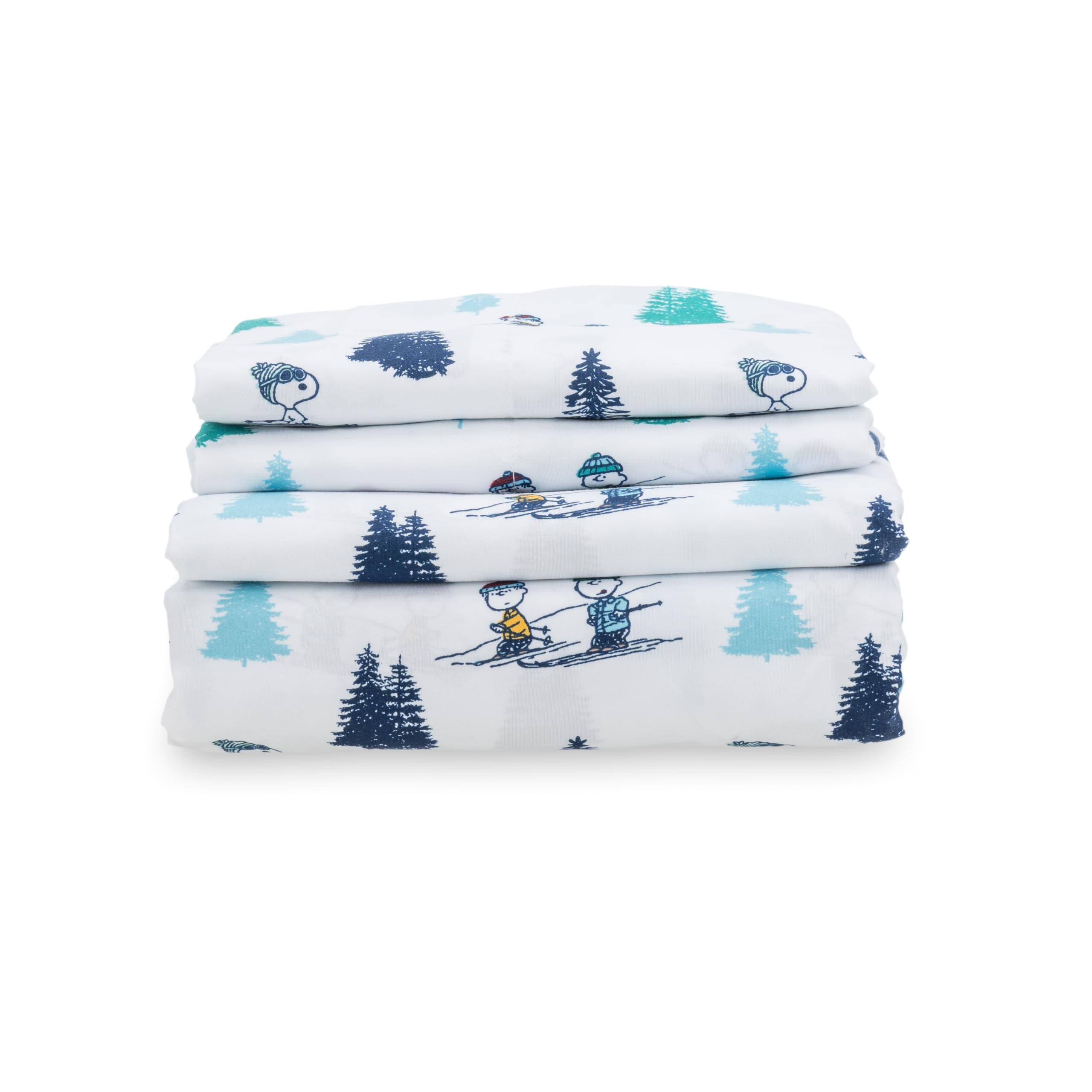 Zestaw pościeli Berkshire Blanket Peanuts® dla dzieci, rozmiar pełny - 4 części, Peanuts® mini pozy i łapy szare, urocze postacie Snoopy nadrukowane na miękkich mikrofibrowych prześcieradłach
