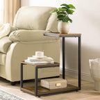 G Shaped Side Table, 3 Tier End Table for Couch Indoor, Small Sofa Coffee Table with Metal Frame for Living Room Bedroom Nightstand Bedside