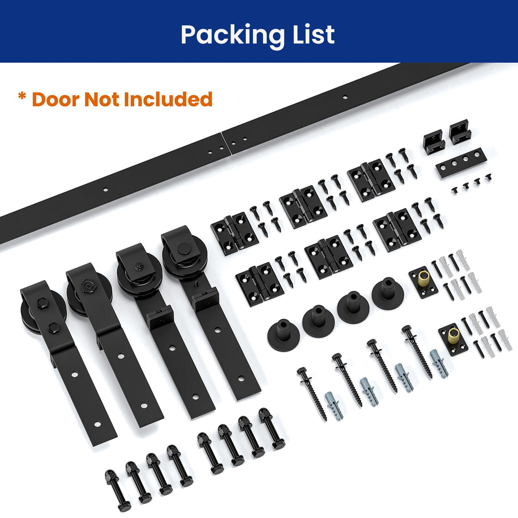 SMARTSTANDARD 5.3ft/64'' Bi-Folding Sliding Barn Door Hardware Kit, Bifold Barn Door Hardware Heavy Duty Sturdy Side Mounted for 4 Doors -Smoothly and Quietly-Easy to Install, Fit 60'' Door, No Doors