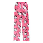 fmjgtt Women's Anime Cartoon Halloween Pajamas Flannel Comfortable Sleep Pajamas Kawaii Casual - Rose, Medium