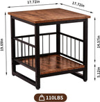 WAYTRIM Storage End Table, Industrial Side Table Mini Fridge Stand Fishtank Coffee Table with Large Metal Frame for Living Room Rustic Brown