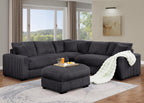 U-Shaped Oversized Symmetrical Sectional Sofa Couch Classic Chesterfield Scroll Armrest Button Tufted Sofa&Couch with Extra Wide Chaises and 2 Pillows for Living Room Home Theater/Office/Apartment
