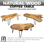 Wood Coffee Table - Live Edge Coffee Table - Natural Wooden Coffee Tables for Living Room