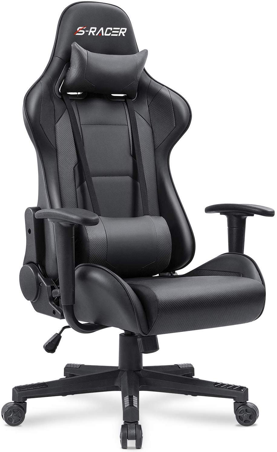 Homall Gaming Chair, Office Chair High Back Computer Chair Leather Desk Chair Racing Executive Ergonomic Adjustable Swivel Task Chair with Headrest and Lumbar Support (White)