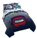 Jay franco Monster Jam MJ Life 4 Piece Twin Bed Set-Includes Reversible Comforter&Sheet Set-Bedding Features Grave Digger, Max-D, Megalodon-Super Soft Microfiber-(Official Monster Jam Product)