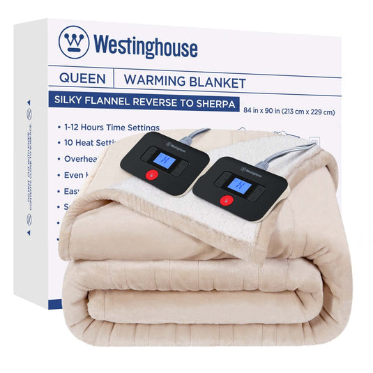 Westinghouse Heated Throw Blanket, Electric Blanket Throw with 6 Heating Levels and 2-10 Hours Time Settings, Flannel to Sherpa Super Cozy Heated Blanket Machine Washable, 50x60 inch, Charcoal