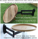 Retractable Wall Mounted Folding Table, Adjustable Sofa Floating Table Balcony Coffee Table, 11.8 Inch Round Wooden Tabletop, Space Saving Design, Adjustable Angle, Acacia Brown (Black)