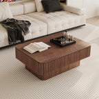 Lift Top Coffee Table with Storage for Living Room Mid Century Modern Coffee Table with Lifting Top Wood Fluted Coffee Tables with Lifts Up Tabletop for Home Apartment Office 38.6" Walnut Rectangle