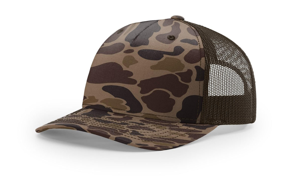 Richardson 112PFP Trucker Cap Snapback Blaze Camo Five Panel Justerbar Snapback - Bark Duck Camo/Brun