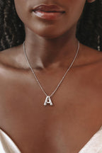 Coshilta Silver Bubble Letter Necklace for Women, Sterling Silver Balloon Initial A-Z Pendant Necklace Trendy Dainty Satellite Bead Chain Necklace Personalized Custom Jewelry Gifts for Women