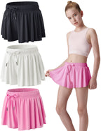 3er-Pack Mädchen Fließende Shorts mit Spandex-Futter 2-in-1 Jugend Schmetterlingsröcke für Fitness, Laufen, Sport (Set 2, Jugend Medium)