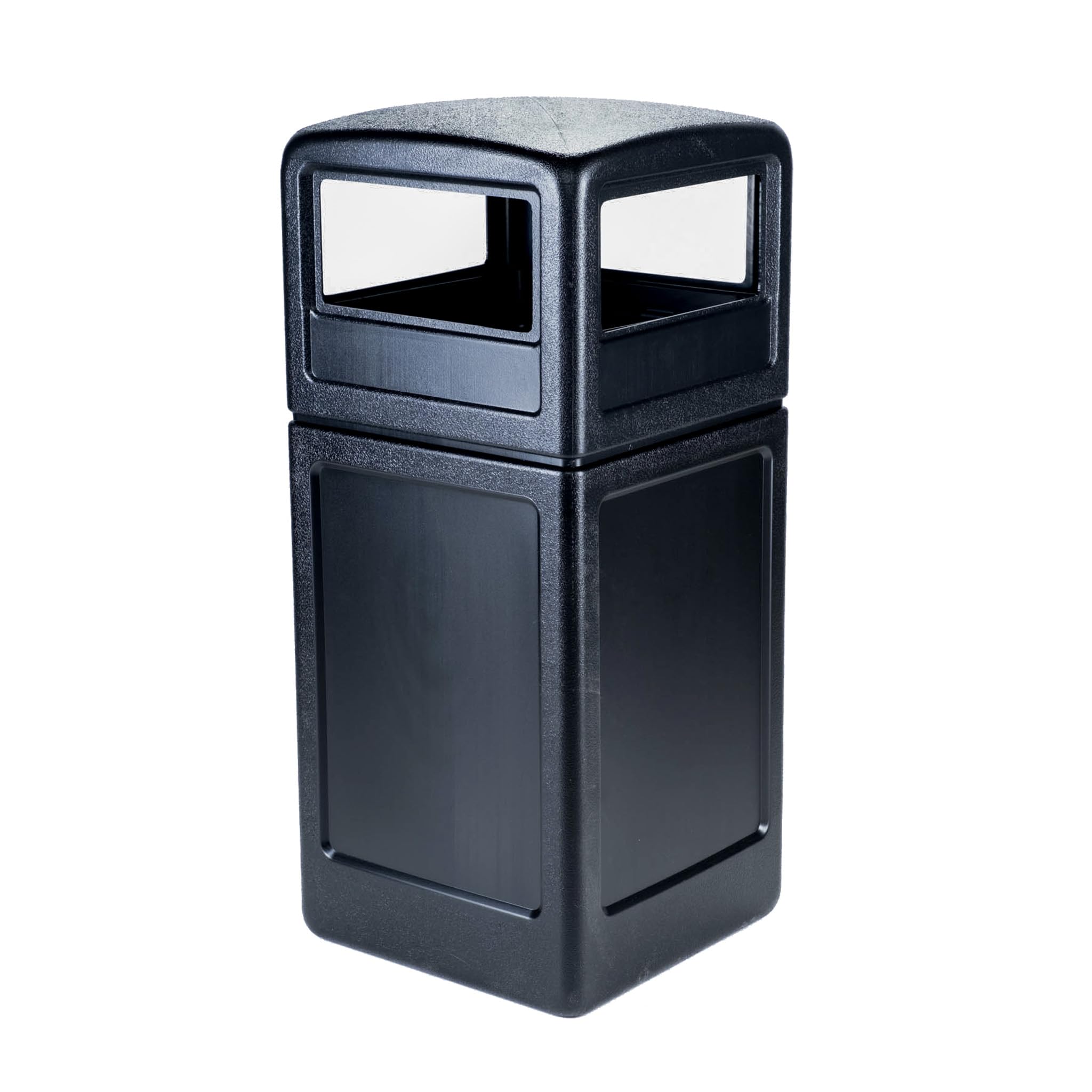 Commercial Zone-73290199 PolyTec 42 Gallon Square Waste Container with Dome Lid Color: Black