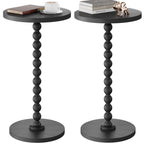 Round Side Table, Drink Table for Small Spaces, Modern Accent Nightstand with Rubberwood Leg for Living Room, Bedroom, Corners, and Office (Brown)