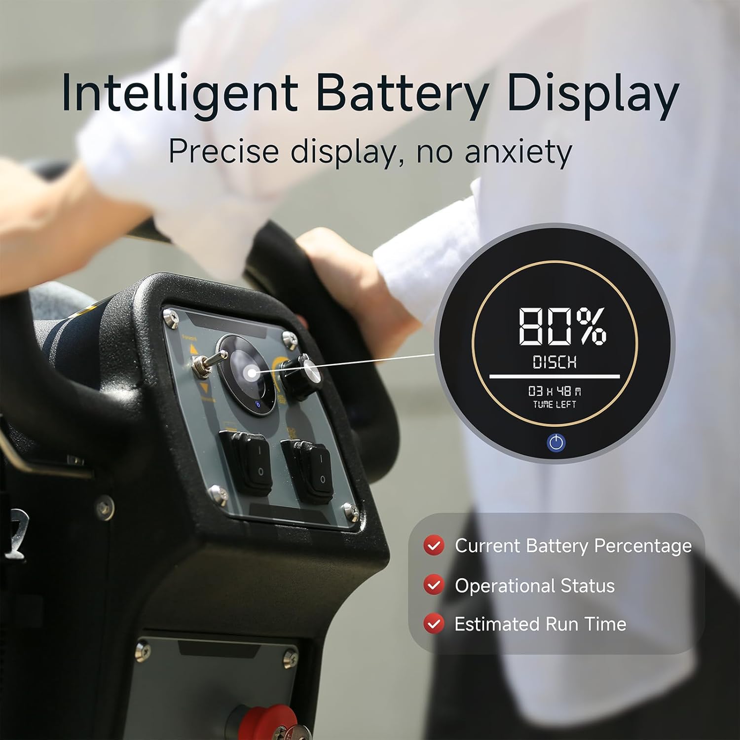 Automatic Walk-Behind Commercial Floor Scrubber, 22" Brush, 33" Squeegee, Lithium Battery, 17 Gal, 27,000 sqft/h, Commercial Hard Floor Cleaning Machines for Tile, Hardwood, Concrete, Vinyl