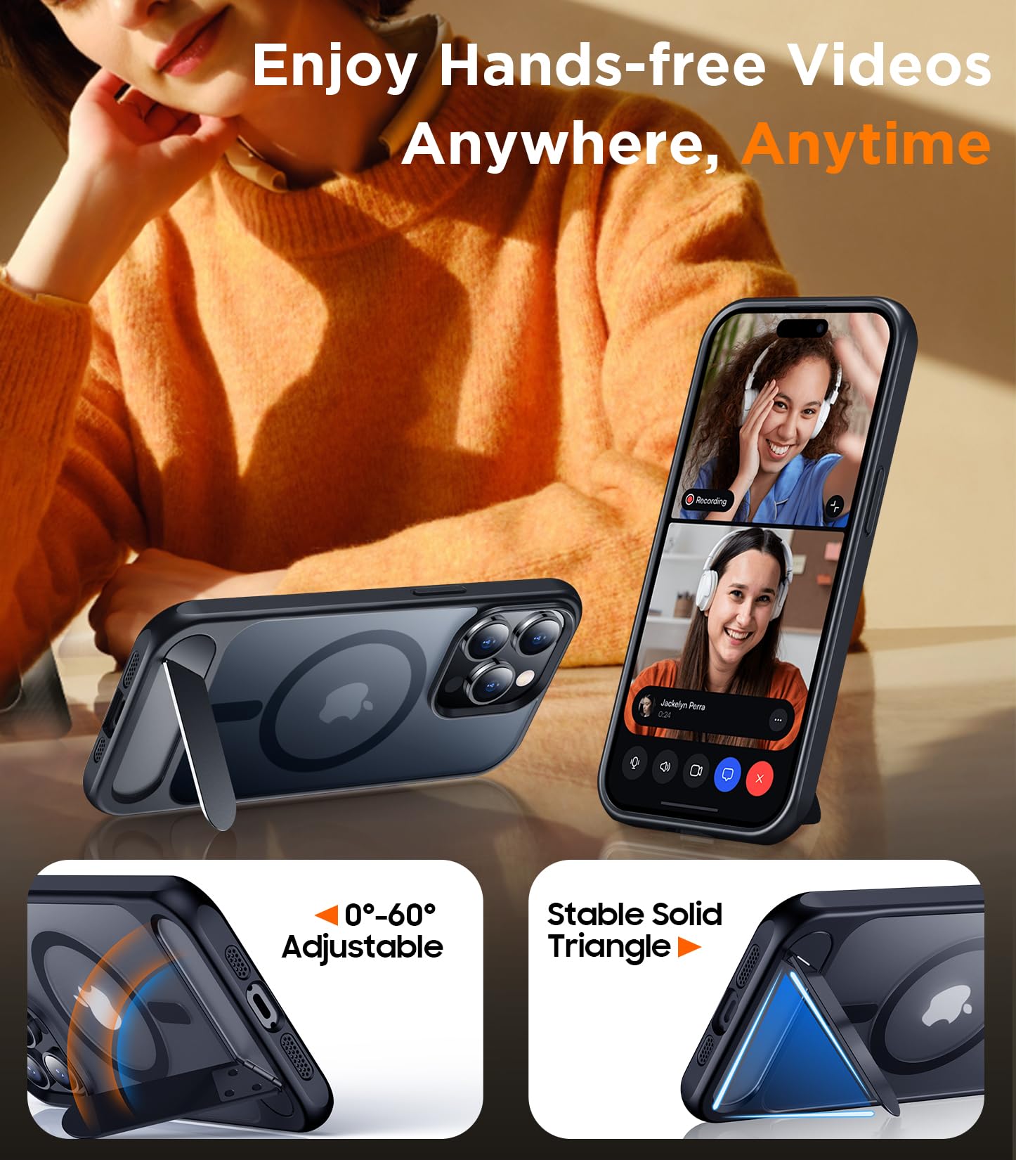 Temdan Magnetic Compatible with iPhone 13 Pro Max Case, [Built-in Invisible Kickstand][Compatible with MagSafe] [Military Grade Shockproof] Slim Translucent Matte Phone Case for iPhone 13 Pro Max 6.7"