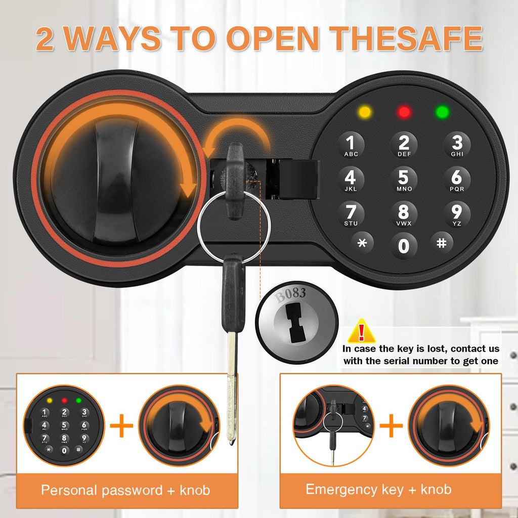 4.0 Kübik Büyük Ev Kasası Yangın Geçirmez Su Geçirmez, Hırsızlığa Karşı Yangın Geçirmez Kasa Programlanabilir Tuş Takımı, Yedek Anahtarlar ve Çıkarılabilir Raf ile, Ev Parası, Ateşli Silahlar, Belgeler ve İlaçlar için Dijital Güvenlik Kasası