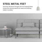 COMHOMA Convertible Futon Sofa Bed, 68″Fabric Futons Couch with Adjustable Backrest, Folding Sleeper Recliner for Living Room Furniture (Grey)