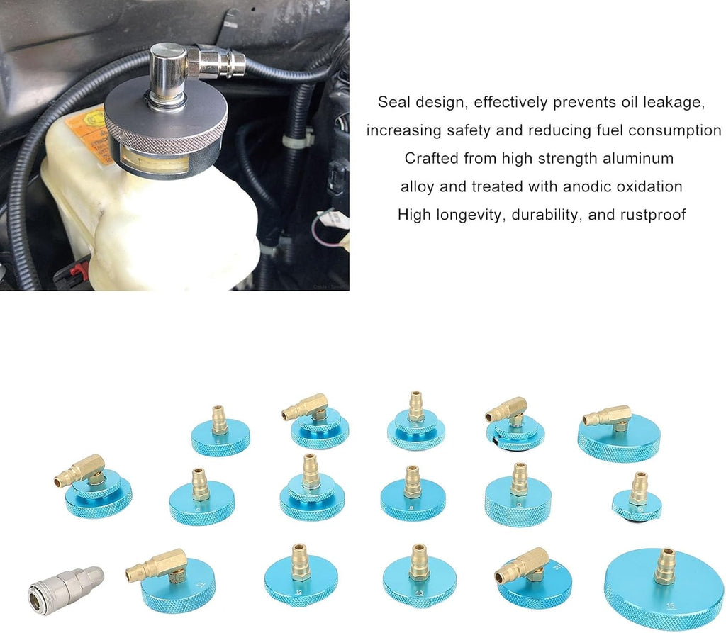 Brake Bleeder Adapter Kit, Cylinder Adapters Set for German, Japanese, Korean and European Cars, Fast Connector, Seal Design, Portable Box, Aluminium Alloy Material, Brake Fluid
