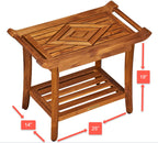 Luxury Teak Shower Bench Stool Seat Chair with Leveling Feet, Waterproof, Teak Oil Finish, Large, 25x19x14, for Bathroom, Spa, Sauna, Pool Deck, Patio, Garden, RV, from Our Diamond Collection