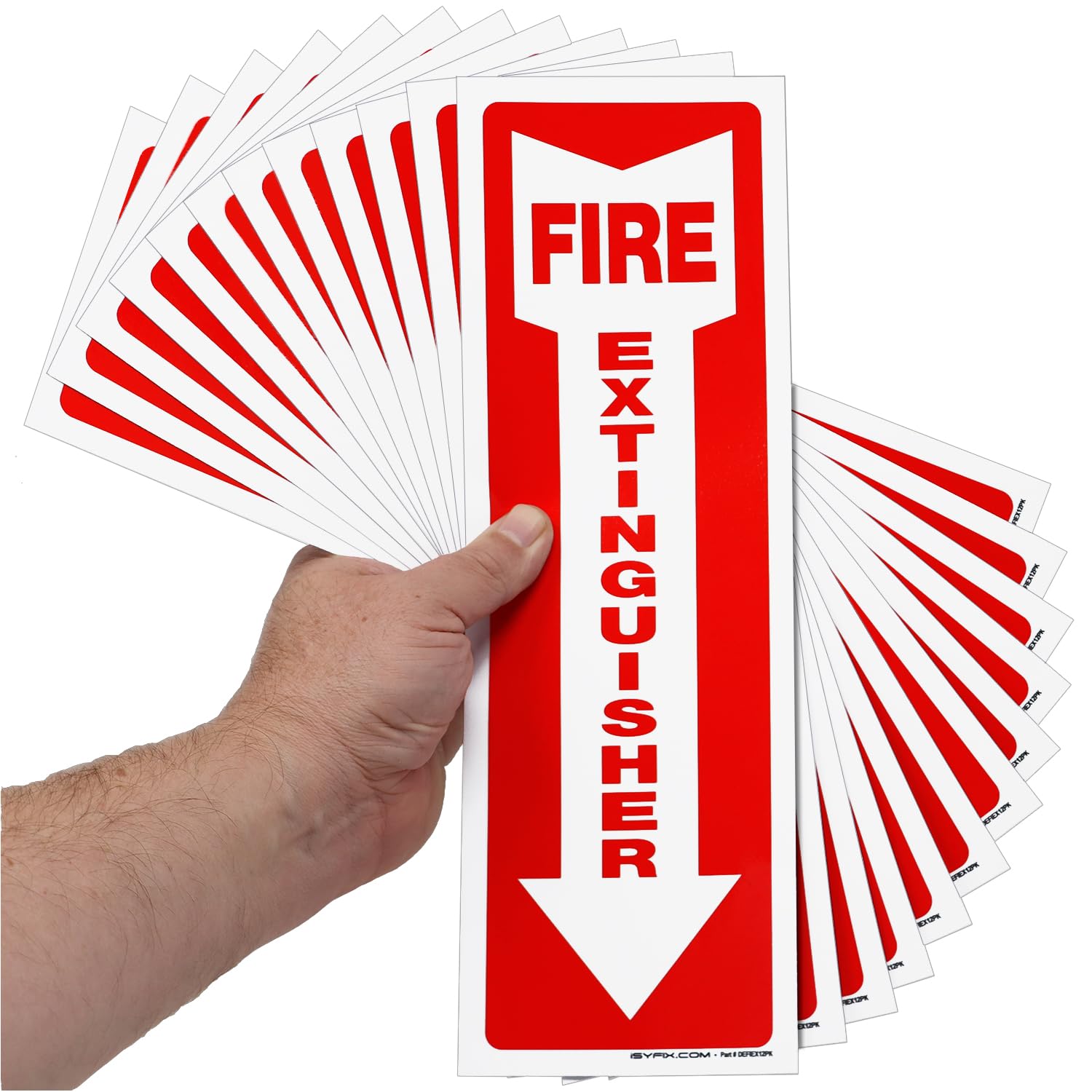iSYFIX Fire Extinguisher Signs – 3 Pack 4x12 Inch – 40 mil Thick Polystyrene Plastic, Laminated for Ultimate UV, Weather, Scratch, Water & Fade Resistance, Indoor & Outdoor