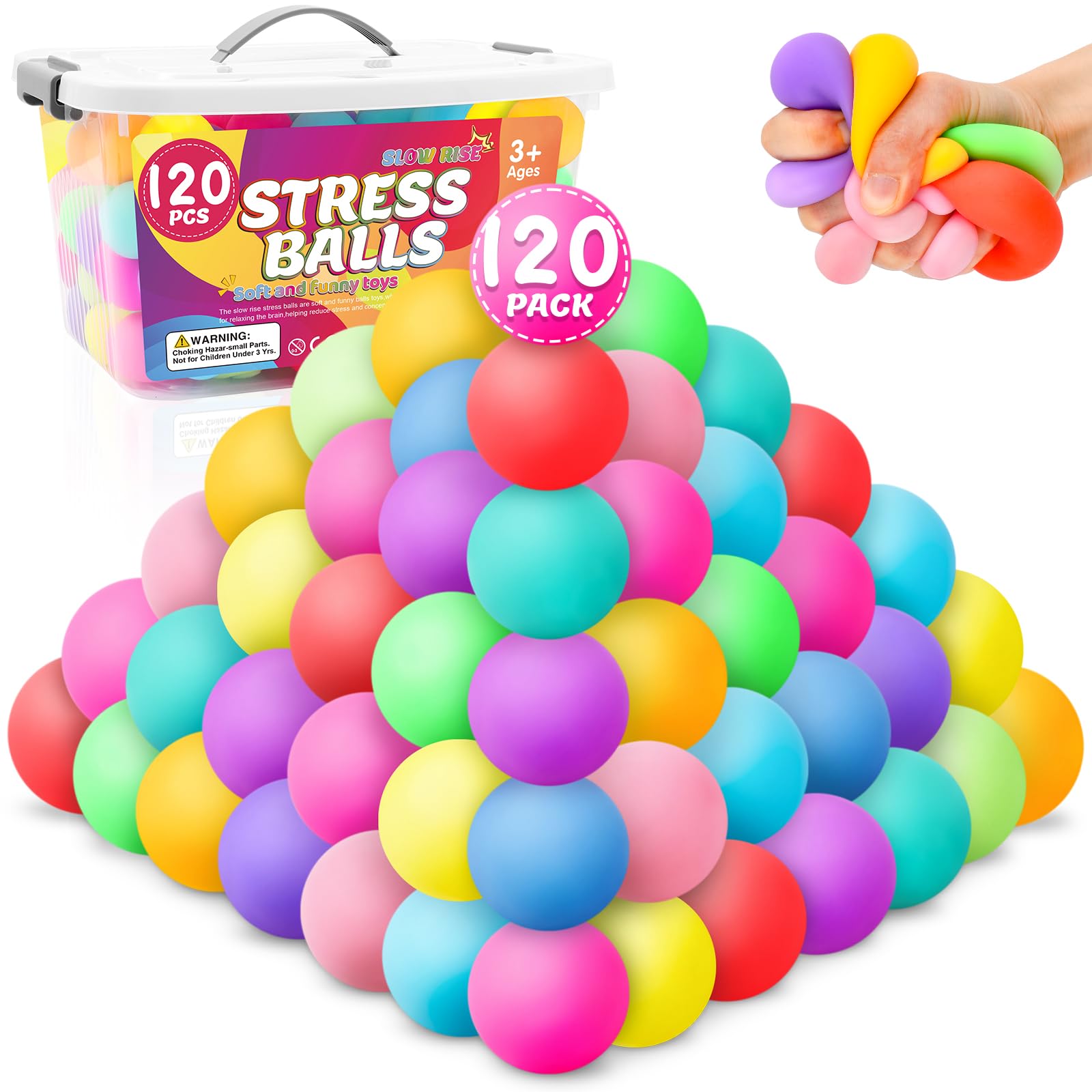 12 Pack Slow Rising Stress Ball,Stress Balls for Kids Adults,Stretchy Fidget Toys for Stress Relief,Hand Therapy Sensory Squishy Ball, Squishy Toys for Kids, Classroom Prize Box Party Favors
