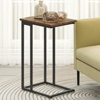 Function Home C Shaped End Table, Small Side Tables for Sofa Bed, Couch Tables That Slide Under, Drink Snack Table for Living Room Bedroom Small Space, White Wood Top and Gold Metal Frame
