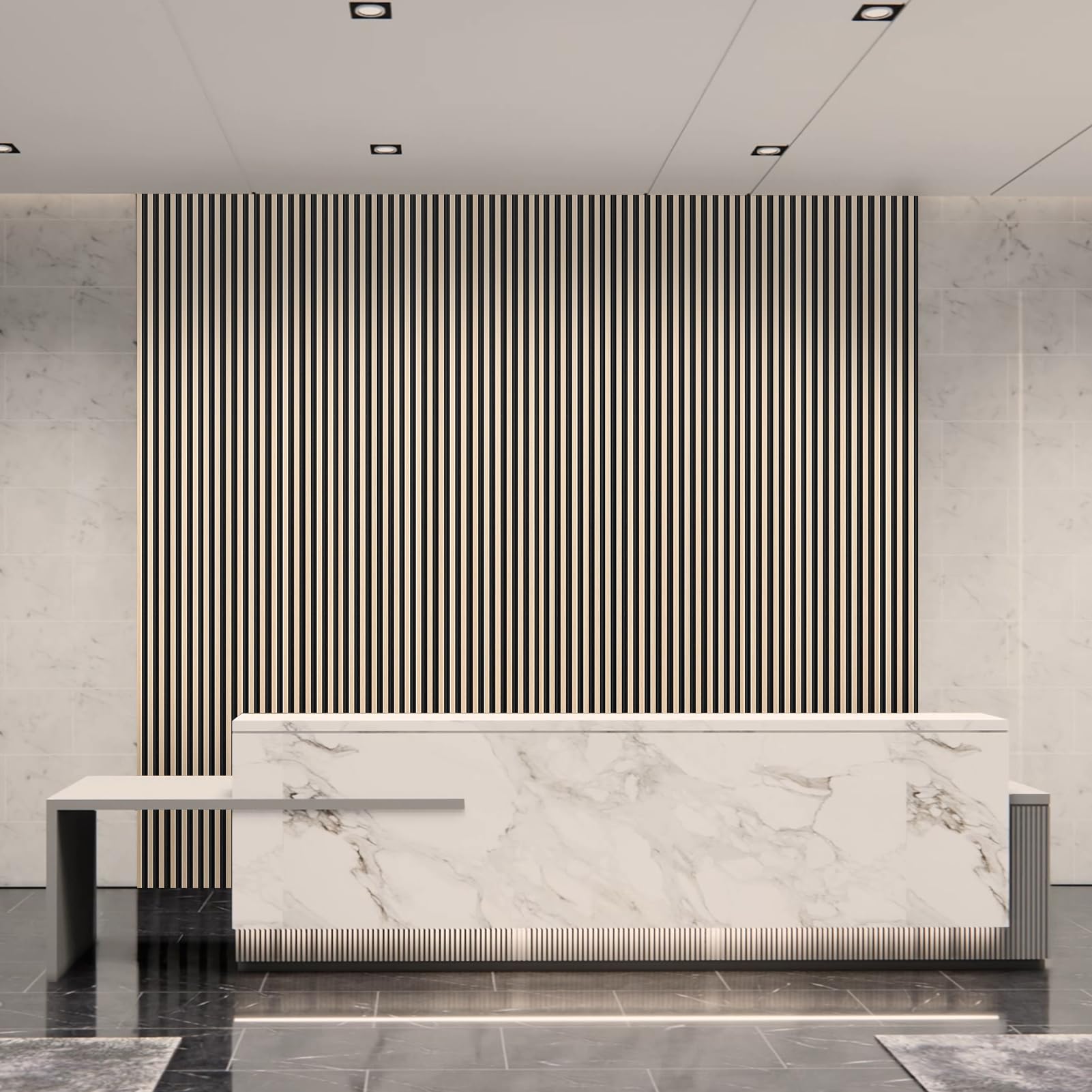 Art3d 8-Pack WPC Wood Slat Wall Panel for Interior Wall Décor, 3D Wood Fluted Acoustic Wall Paneling for Living Room Bedroom Home & Office Accent Wall Decor - 96 x 6 Inch Oak