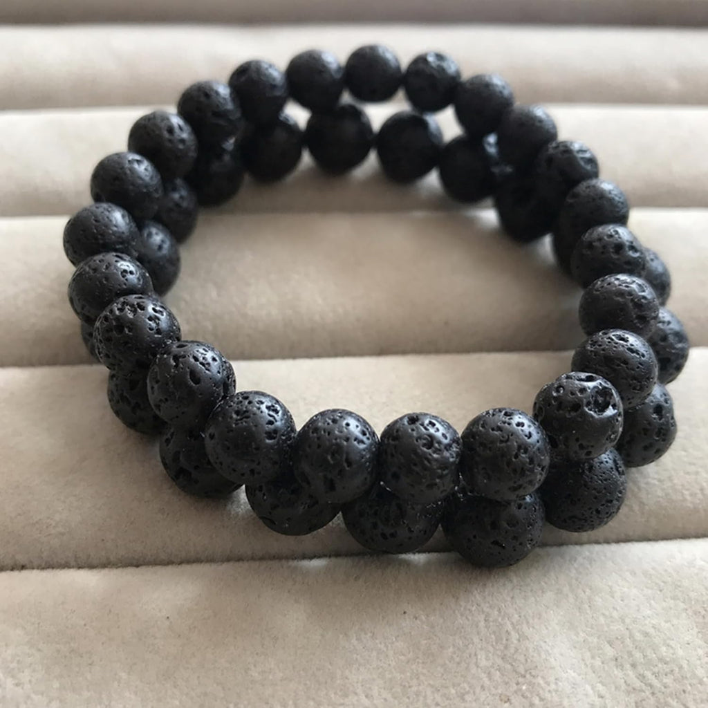 Lava Rock Protection Handmade Bracelets For Men Women Attract Wealth Chakra Feng Shui Stretchy Beaded Bracelets Lucky Anxiety Bracelets For Women (lava)
