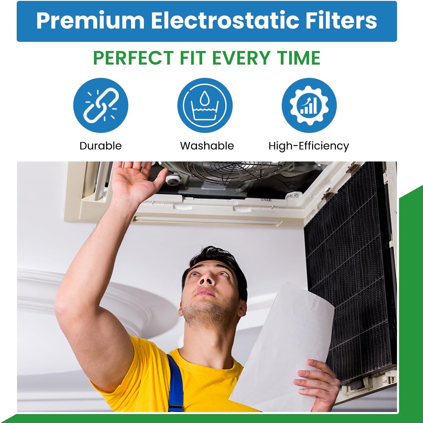 Filter Everything Reusable Air Filter 16x19x0.12, Part Number 917763 Nordyne Replacement, Aluminum HVAC & Furnace Washable Air Filter, Durable & Reusable Premium Replacement Set, 2 Pack