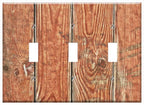 Switch Plate Triple Toggle - Wood Boards Facade Wooden Wall Battens Background 2