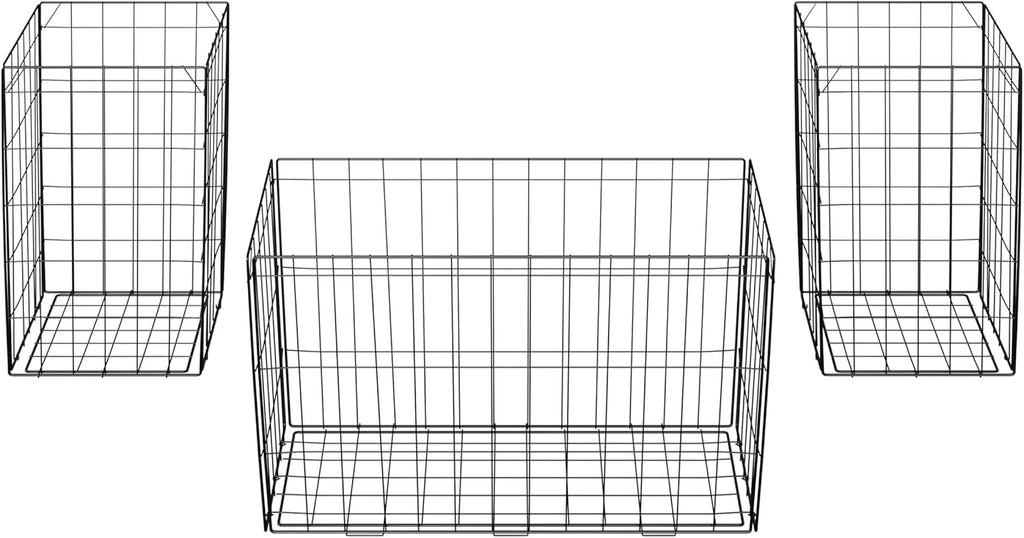 Set of 3 Living Room Tables - Metal Basket Storage with Removable Lids - 2 Small Side and 1 Large Accent Table by Lavish Home (Brown/Black)