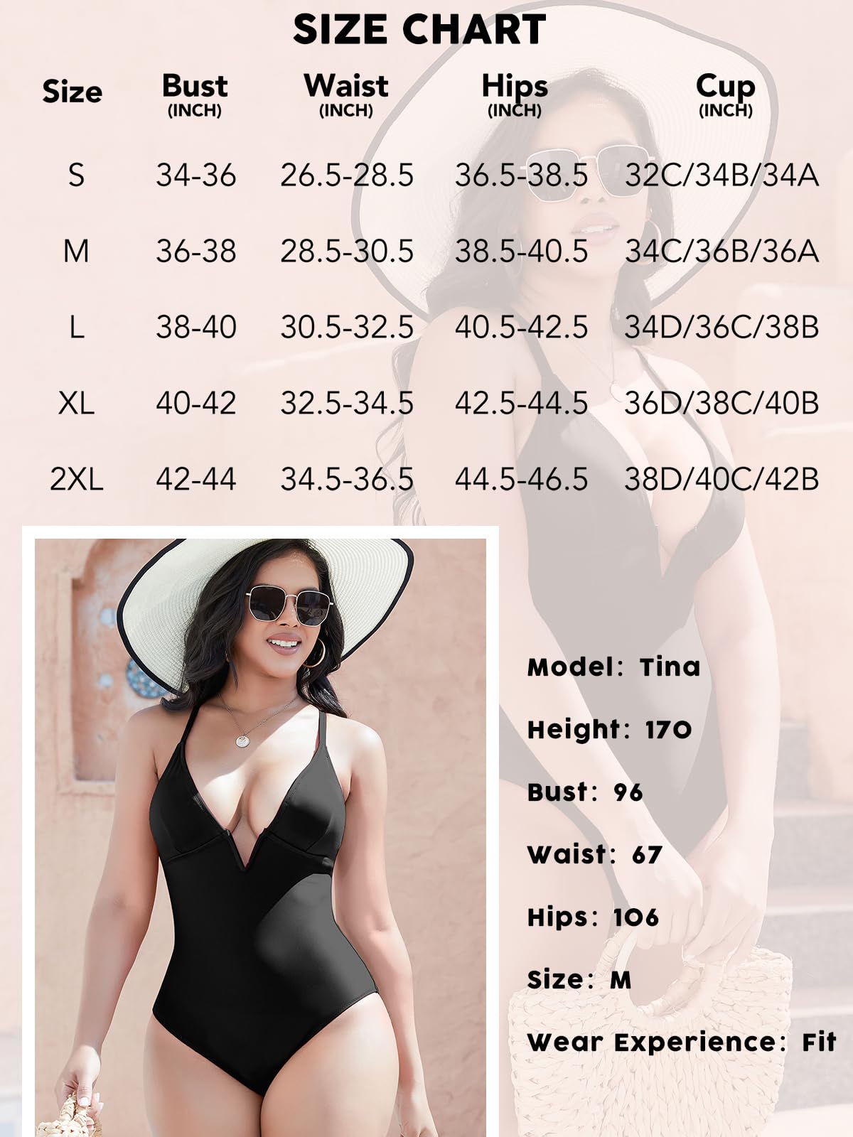 SHAPERIN Women One Piece Swimsuit Tummy Control Bathing Suits Sexy Deep V Neck Spaghetti Strap Push Up Swimwear Monokini Black S