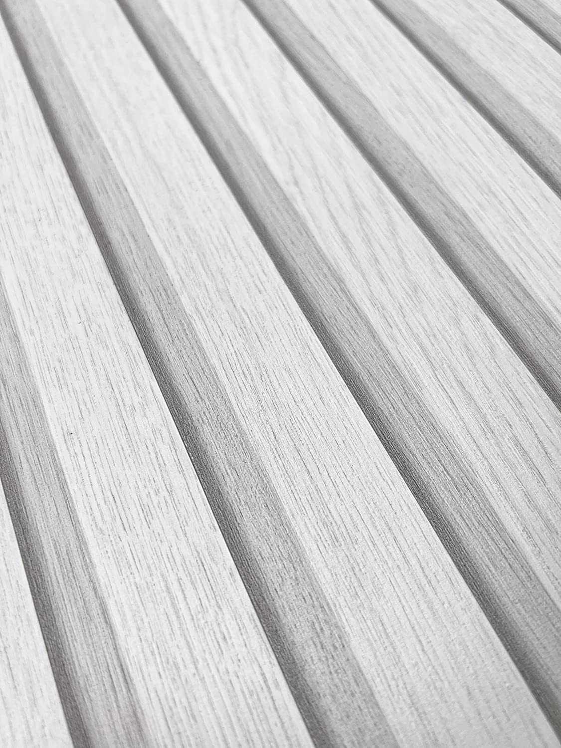 کاغذ دیواری NEWROOM بدون بافت - چسب دیوار - آسان برای جدا کردن - پانل‌های چوبی سفید خاکستری کم‌رنگ - 21 اینچ در 32.97 فوت (57.5 فوت مربع) - ساخت آلمان