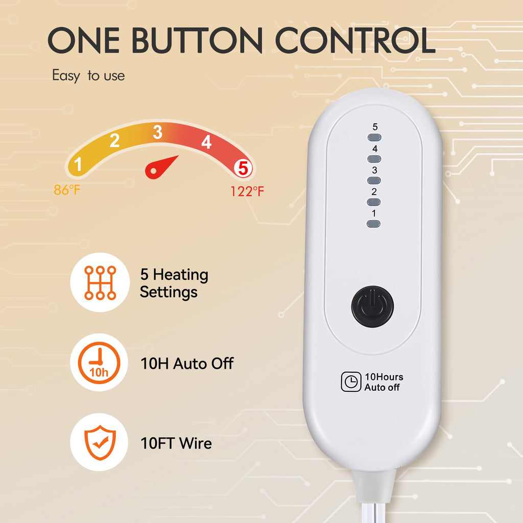 Coperta Elettrica Riscaldata Plaid con 5 Livelli di Riscaldamento e Spegnimento Automatico dopo 4 Ore, Plaid Riscaldato 50"x60" con Certificazione ETL e FCC per Casa e Ufficio, Lavabile in Lavatrice, Grigio Scuro