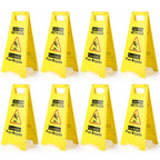 2-Pack Caution Wet Floor Sign,17.5" Height,Bright Yellow Double-Sided Folding A-Shaped Frame Design, Bilingual Caution Message