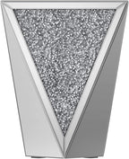 ENENE Mirrored End Table Crystal Diamond Setting Coffee Table Silver Glass Side Table Pedestal Stand for Hallway, Living Room, Corner, Bedroom, Sofa